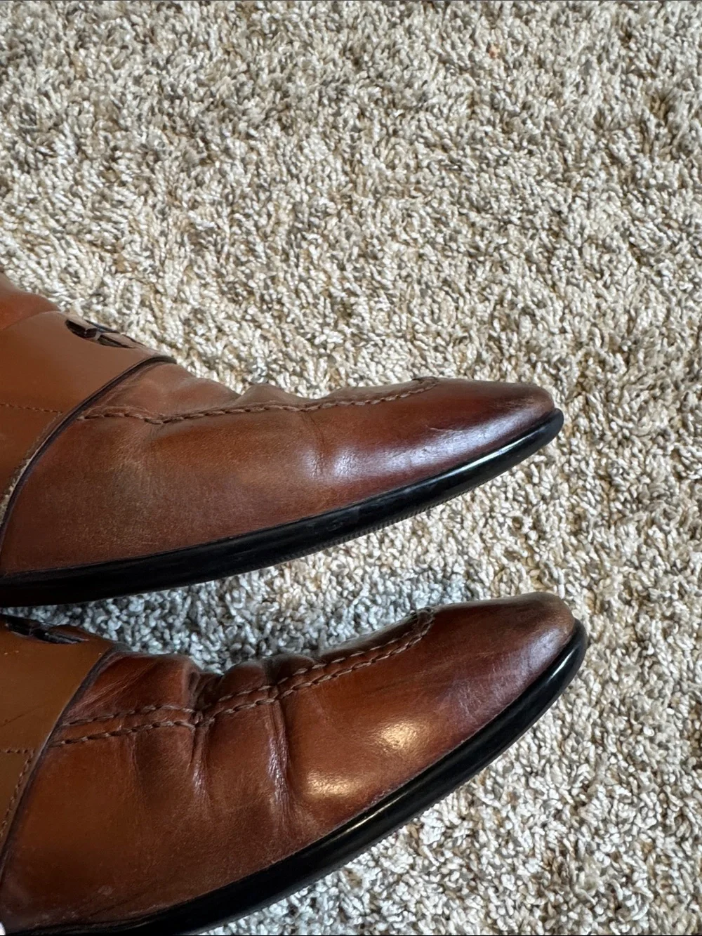Gucci Brown Leather Logo Strap Men's Loafers